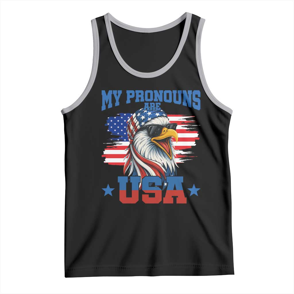 My Pronouns Are USA Tank Top Bold Patriotic Eagle with American Flag Bandana Mullet TS02 Black Athletic Heather Print Your Wear