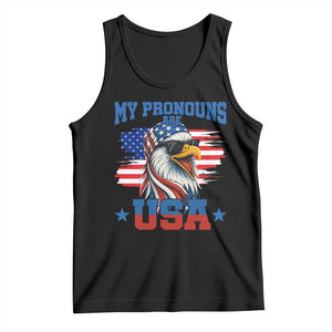 My Pronouns Are USA Tank Top Bold Patriotic Eagle with American Flag Bandana Mullet TS02 Black Print Your Wear