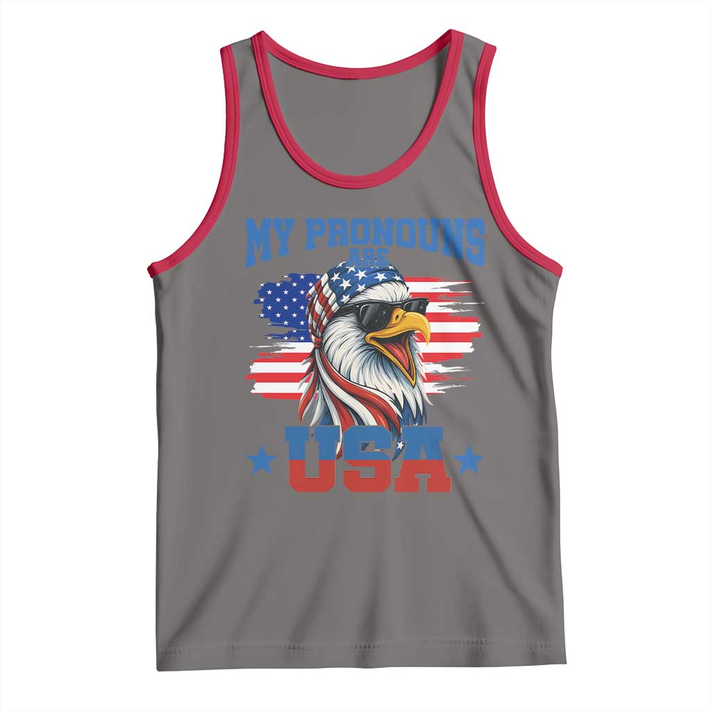 My Pronouns Are USA Tank Top Bold Patriotic Eagle with American Flag Bandana Mullet TS02 Deep Heather Red Print Your Wear