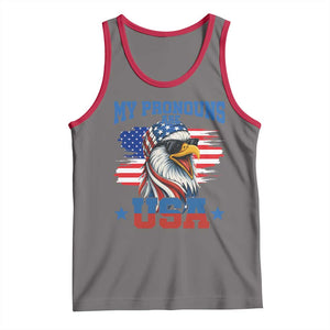 My Pronouns Are USA Tank Top Bold Patriotic Eagle with American Flag Bandana Mullet TS02 Deep Heather Red Print Your Wear
