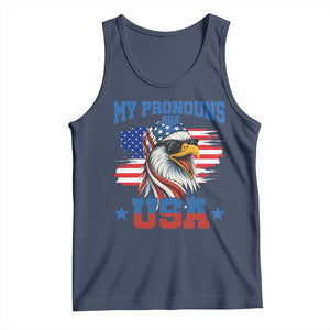 My Pronouns Are USA Tank Top Bold Patriotic Eagle with American Flag Bandana Mullet TS02 Navy Print Your Wear