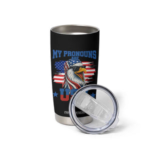 My Pronouns Are USA Tumbler Cup Bold Patriotic Eagle with American Flag Bandana Mullet TS02 Print Your Wear
