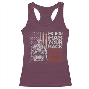 My Son Has Your Back Proud Army Dad Racerback Tank Top Military Father TS11 Maroon Print Your Wear