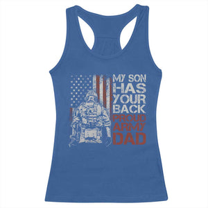 My Son Has Your Back Proud Army Dad Racerback Tank Top Military Father TS11 Royal Blue Print Your Wear