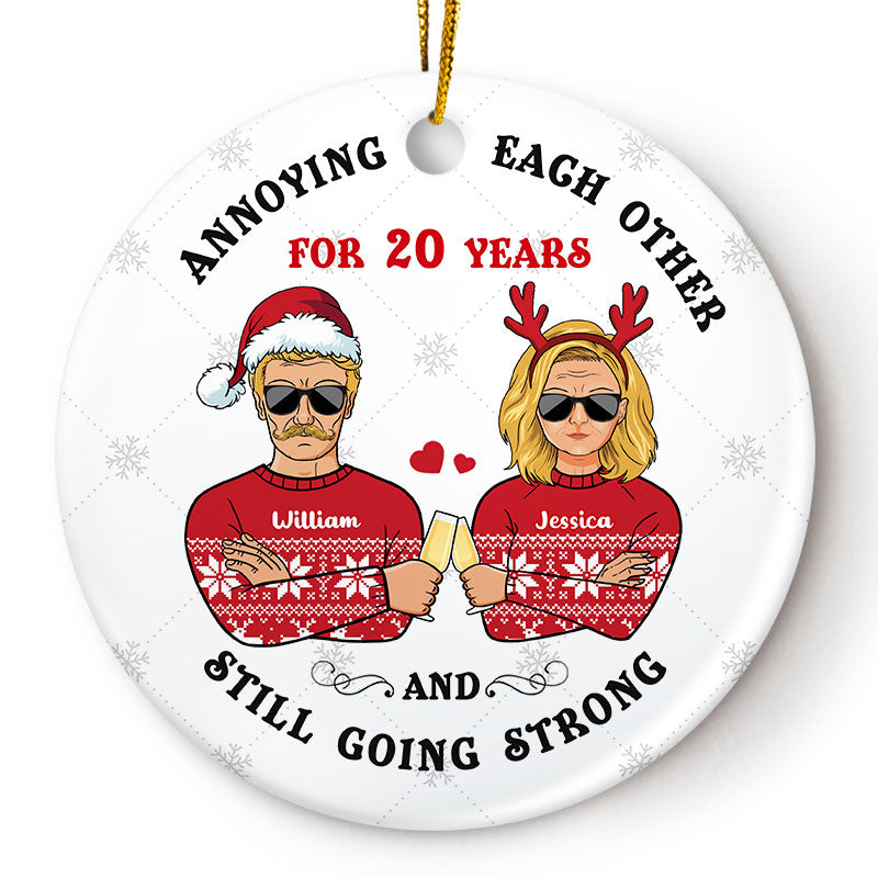 Personalized JP Christmas Ornaments Annoying Each Other Circle Ceramic CTM Ornament Custom - Printyourwear