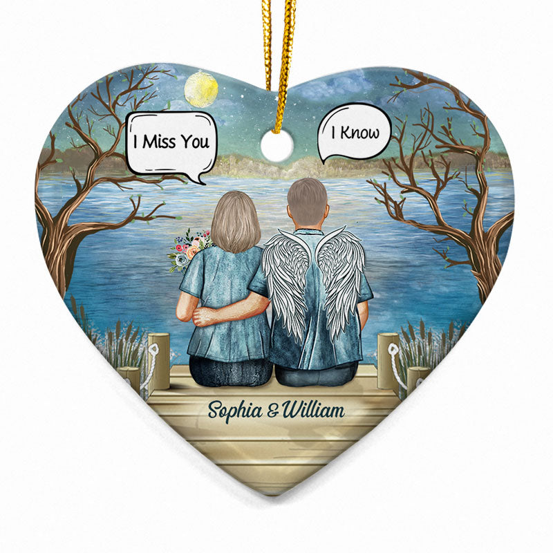 Personalized JP Christmas Ornaments Always In My Heart Middle Aged Couple Memorial Gift Heart Ceramic CTM Ornament Custom - Printyourwear