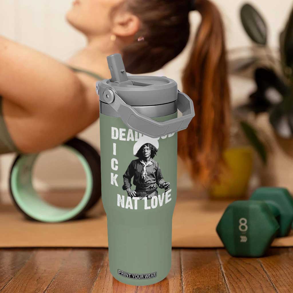 Nat Love Flip Straw Tumbler Deadwood Dick Black Cowboy Western Legend Vintage TS02 One Size: 30 oz Moss Green Print Your Wear