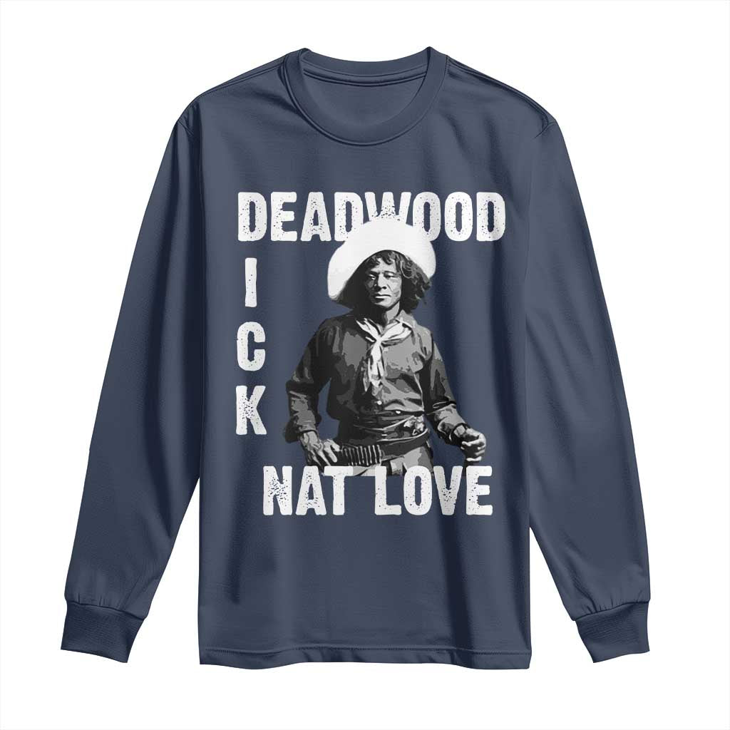 Nat Love Long Sleeve Shirt Deadwood Dick Black Cowboy Western Legend Vintage TS02 Navy Print Your Wear