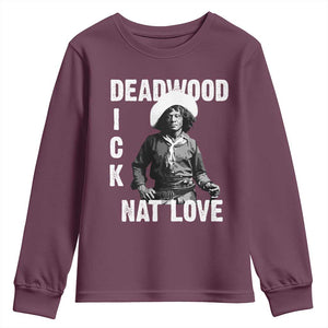 Nat Love Youth Sweatshirt Deadwood Dick Black Cowboy Western Legend Vintage TS02 Maroon Print Your Wear