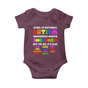National Autism Awerness Month Baby Onesie Autistic Kids Gift TS10 Maroon Print Your Wear