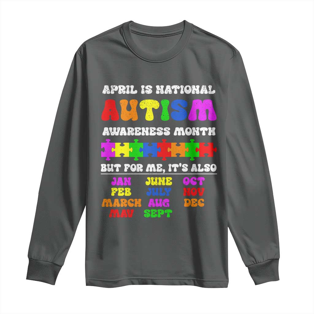 National Autism Awerness Month Long Sleeve Shirt Autistic Kids Gift TS10 Dark Heather Print Your Wear