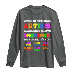 National Autism Awerness Month Long Sleeve Shirt Autistic Kids Gift TS10 Dark Heather Print Your Wear