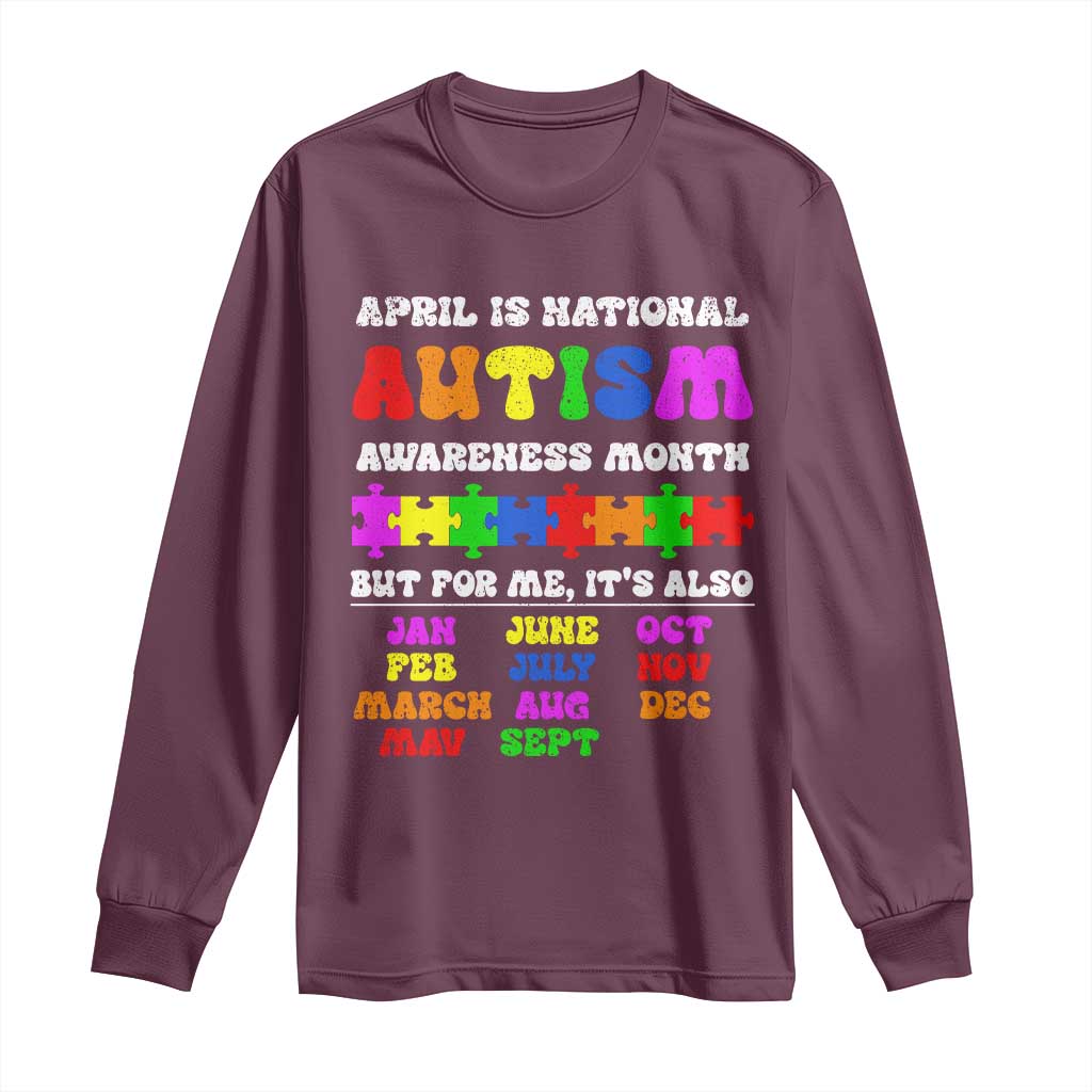 National Autism Awerness Month Long Sleeve Shirt Autistic Kids Gift TS10 Maroon Print Your Wear