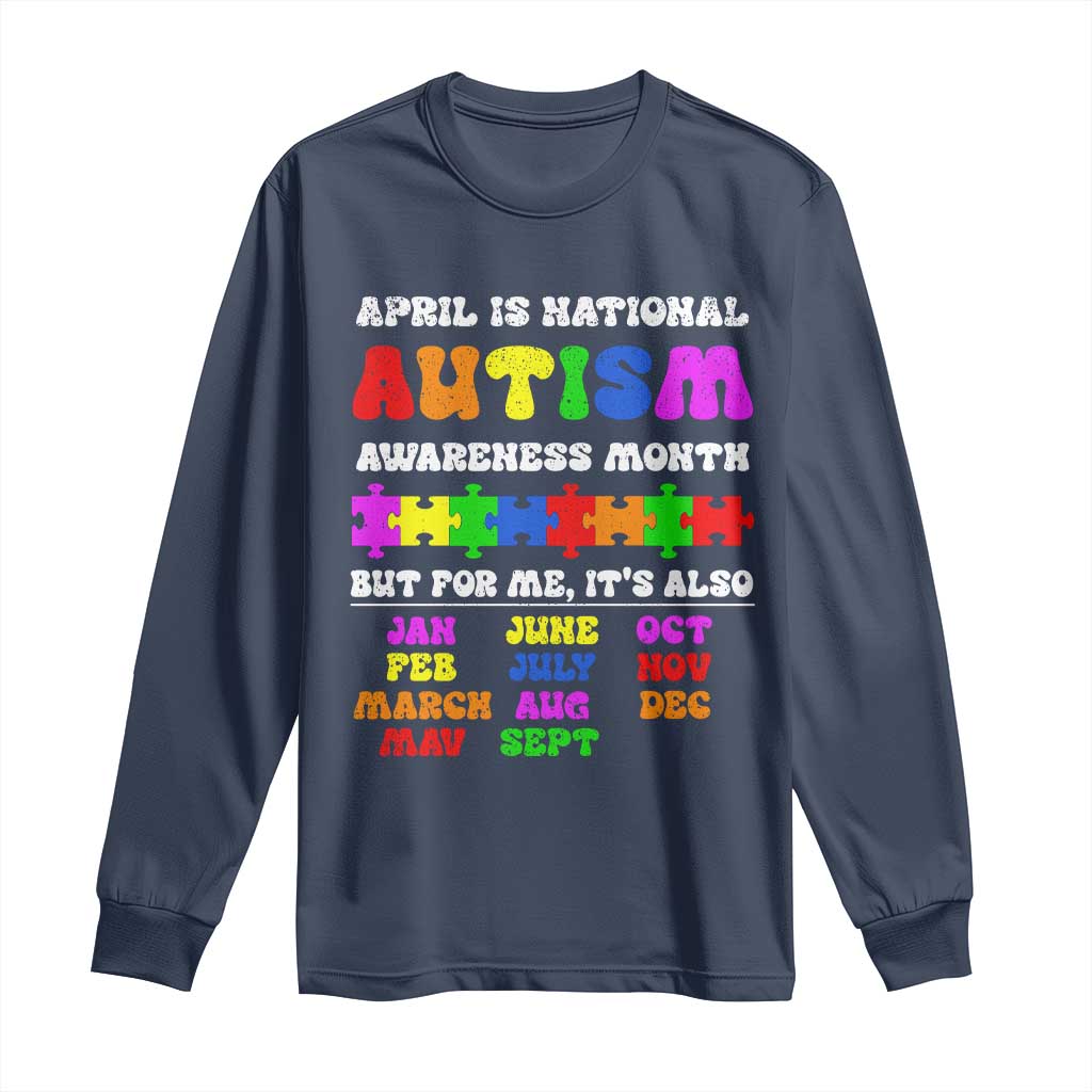 National Autism Awerness Month Long Sleeve Shirt Autistic Kids Gift TS10 Navy Print Your Wear