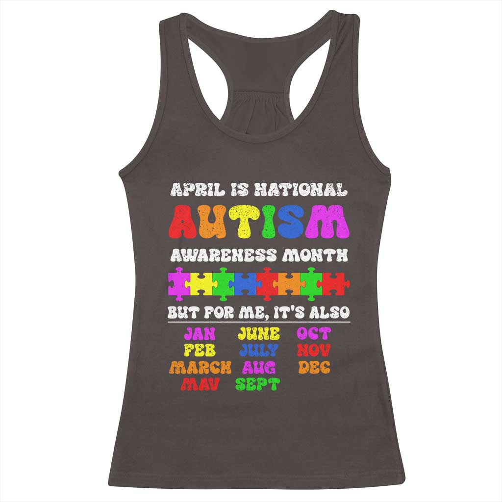 National Autism Awerness Month Racerback Tank Top Autistic Kids Gift TS10 Dark Chocolate Print Your Wear