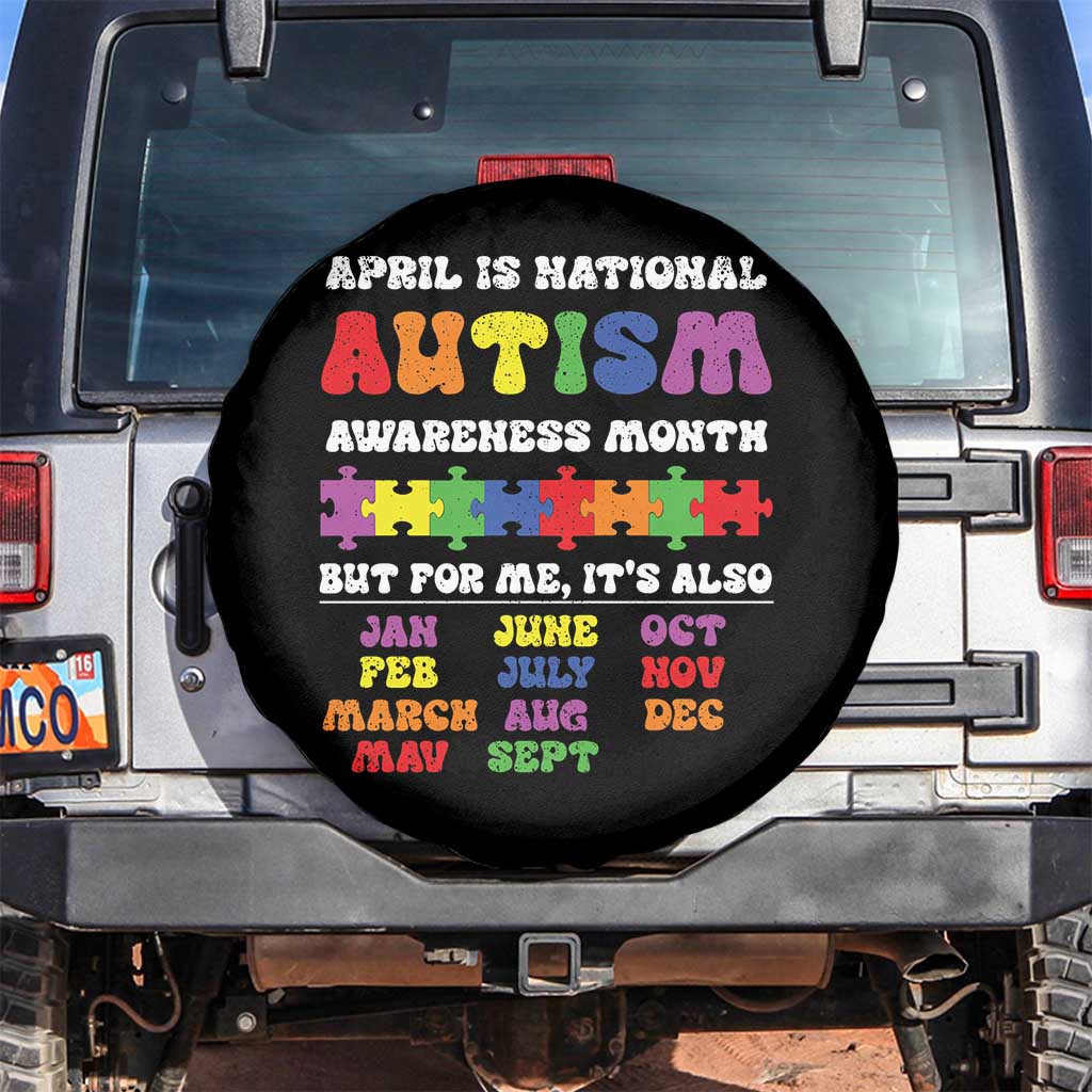 National Autism Awerness Month Spare Tire Cover Autistic Kids Gift TS10 No hole Black Print Your Wear