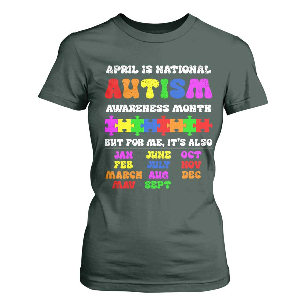 National Autism Awerness Month T Shirt For Women Autistic Kids Gift TS10 Dark Forest Green Print Your Wear