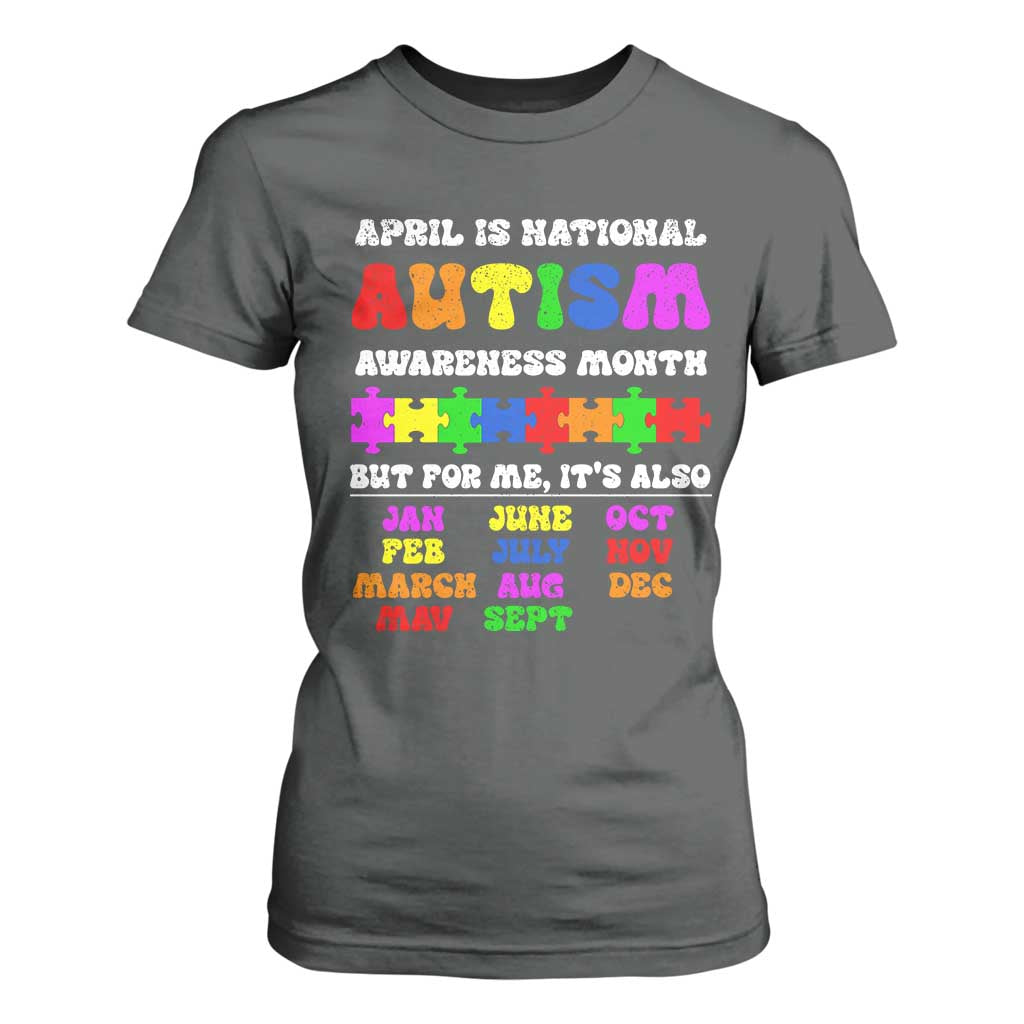National Autism Awerness Month T Shirt For Women Autistic Kids Gift TS10 Dark Heather Print Your Wear