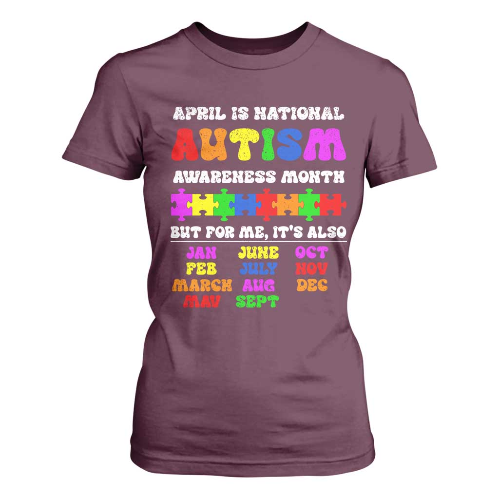 National Autism Awerness Month T Shirt For Women Autistic Kids Gift TS10 Maroon Print Your Wear