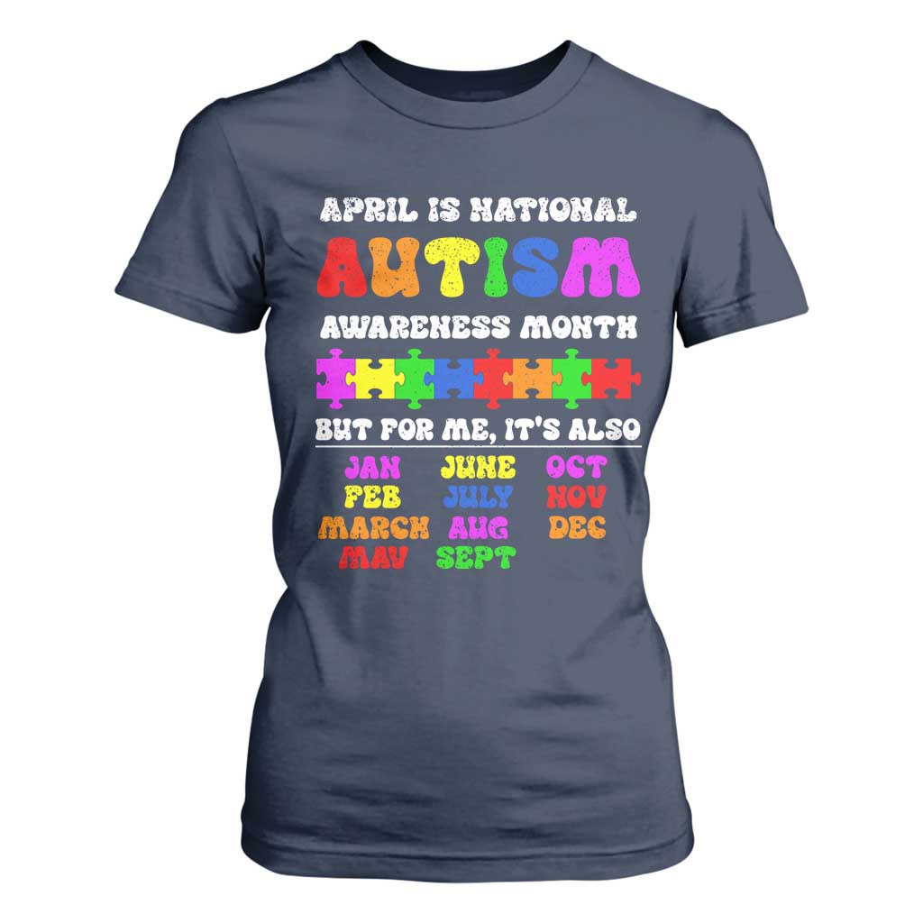 National Autism Awerness Month T Shirt For Women Autistic Kids Gift TS10 Navy Print Your Wear