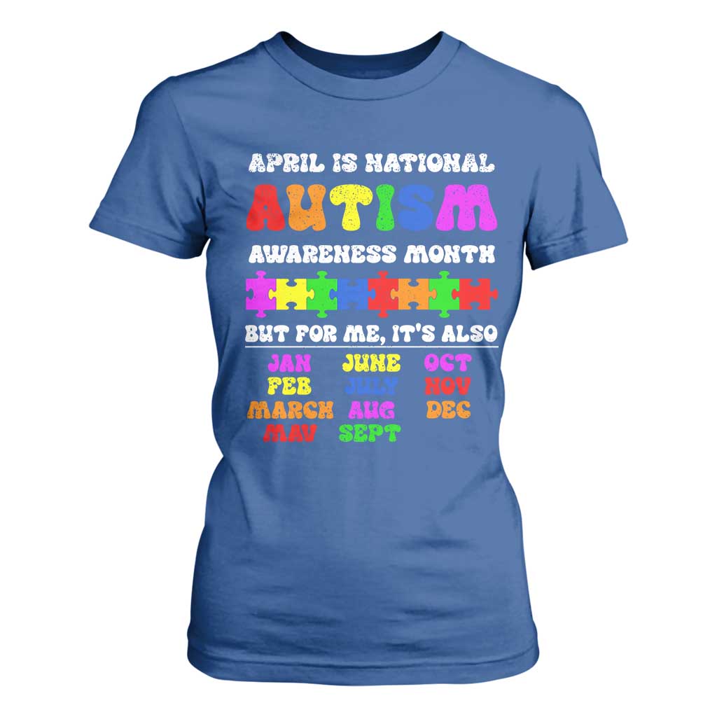 National Autism Awerness Month T Shirt For Women Autistic Kids Gift TS10 Royal Blue Print Your Wear