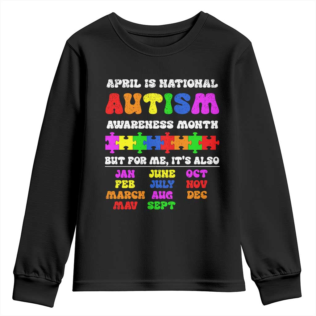 National Autism Awerness Month Youth Sweatshirt Autistic Kids Gift TS10 Black Print Your Wear
