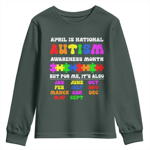 National Autism Awerness Month Youth Sweatshirt Autistic Kids Gift TS10 Dark Forest Green Print Your Wear