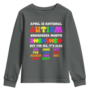 National Autism Awerness Month Youth Sweatshirt Autistic Kids Gift TS10 Dark Heather Print Your Wear