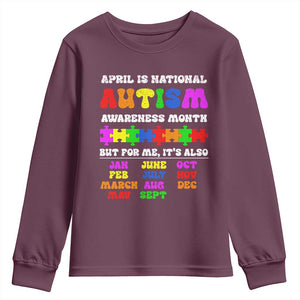 National Autism Awerness Month Youth Sweatshirt Autistic Kids Gift TS10 Maroon Print Your Wear