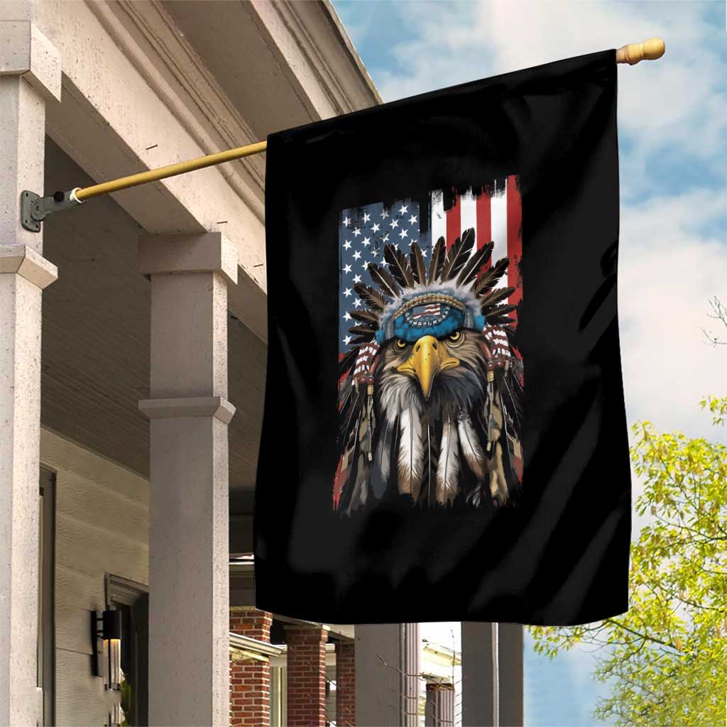 Native American Eagle Garden Flag Feathers US Flag 4th of July Patriotic TS02 Print Your Wear