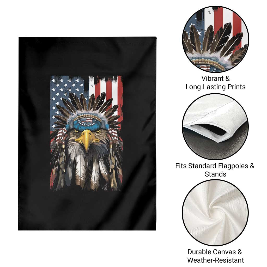 Native American Eagle Garden Flag Feathers US Flag 4th of July Patriotic TS02 Print Your Wear