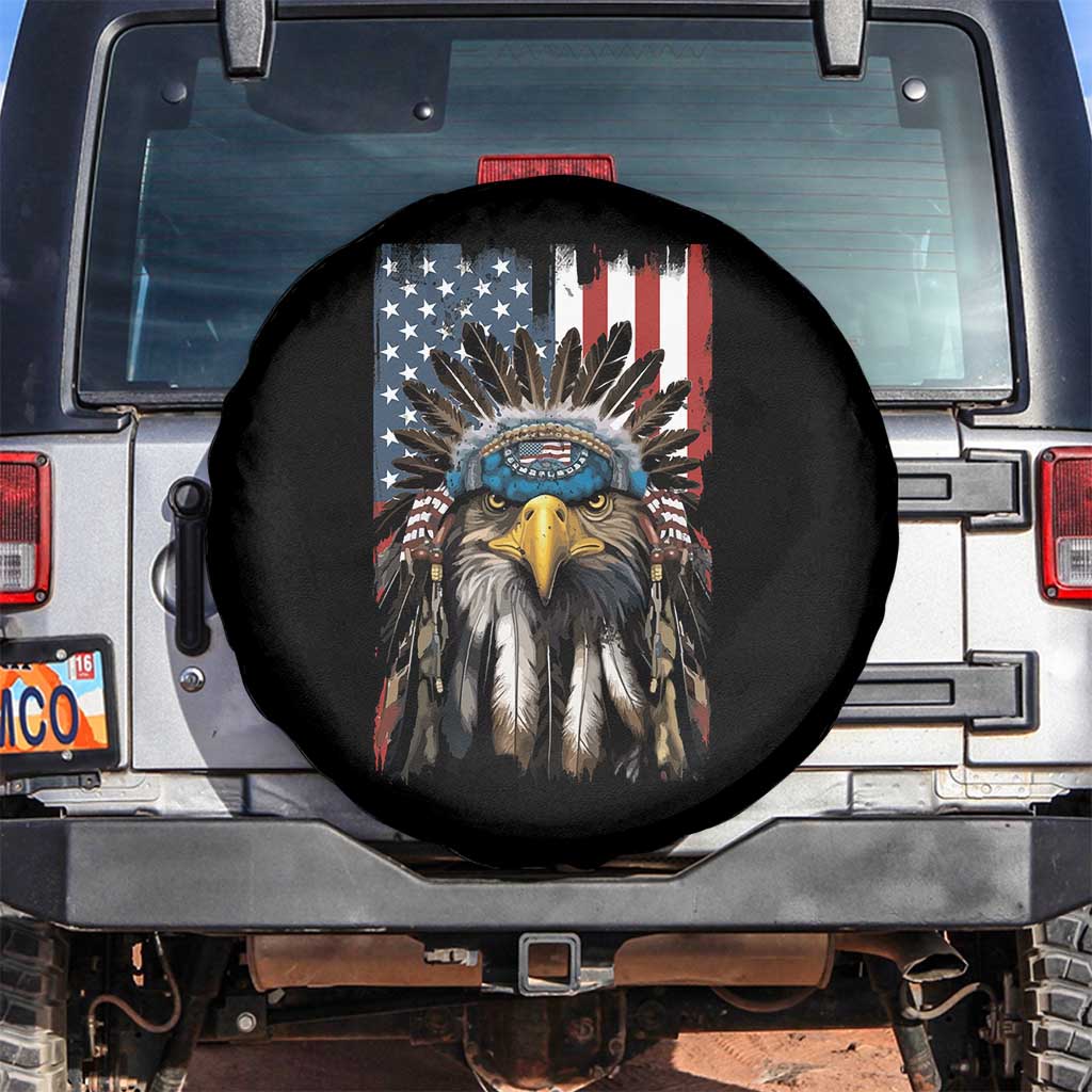 Native American Eagle Spare Tire Cover Feathers US Flag 4th of July Patriotic TS02 No hole Black Print Your Wear