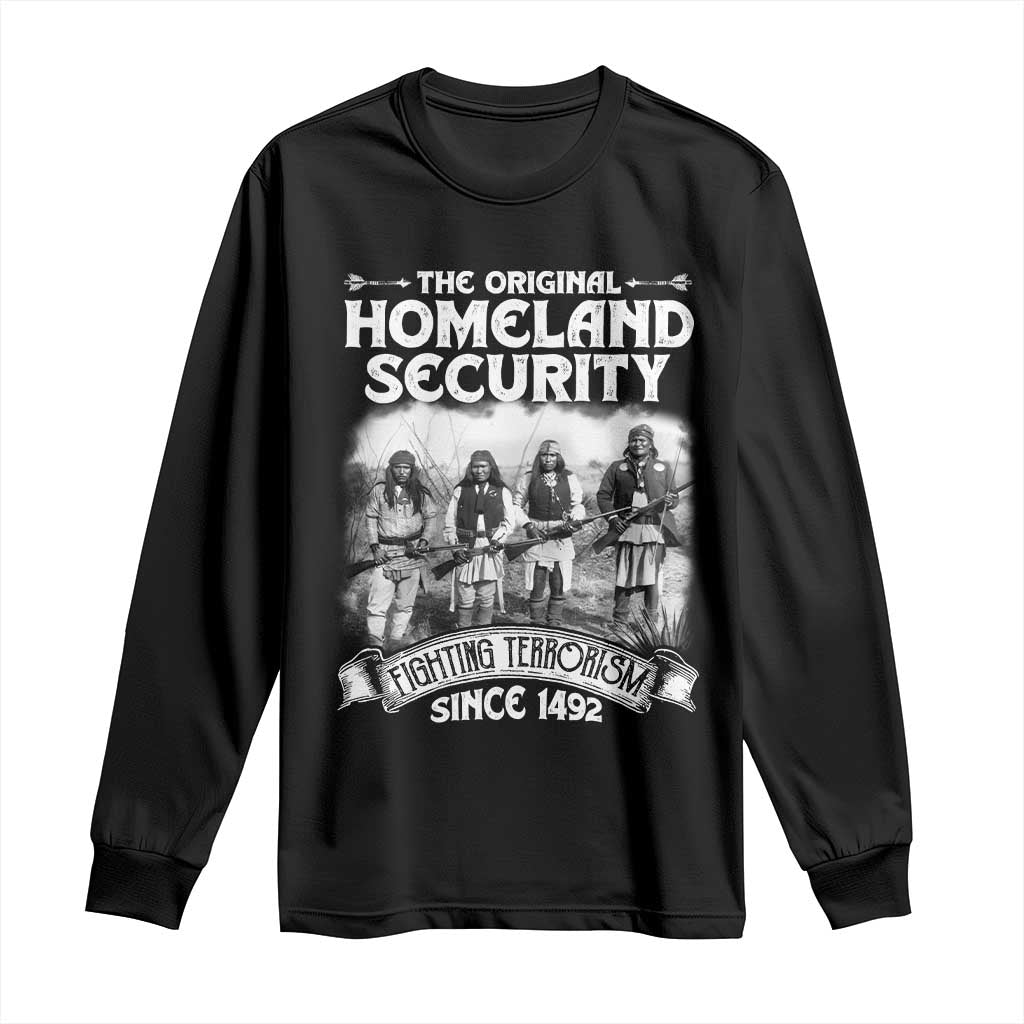 Native American Long Sleeve Shirt Original Homeland Security TS09 Black Print Your Wear
