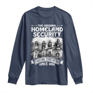 Native American Long Sleeve Shirt Original Homeland Security TS09 Navy Print Your Wear