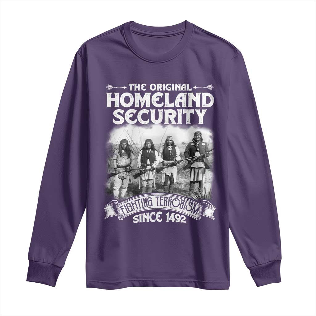Native American Long Sleeve Shirt Original Homeland Security TS09 Purple Print Your Wear