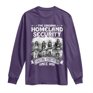 Native American Long Sleeve Shirt Original Homeland Security TS09 Purple Print Your Wear