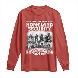 Native American Long Sleeve Shirt Original Homeland Security TS09 Red Print Your Wear