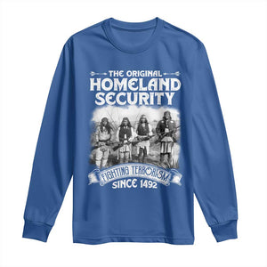 Native American Long Sleeve Shirt Original Homeland Security TS09 Royal Blue Print Your Wear