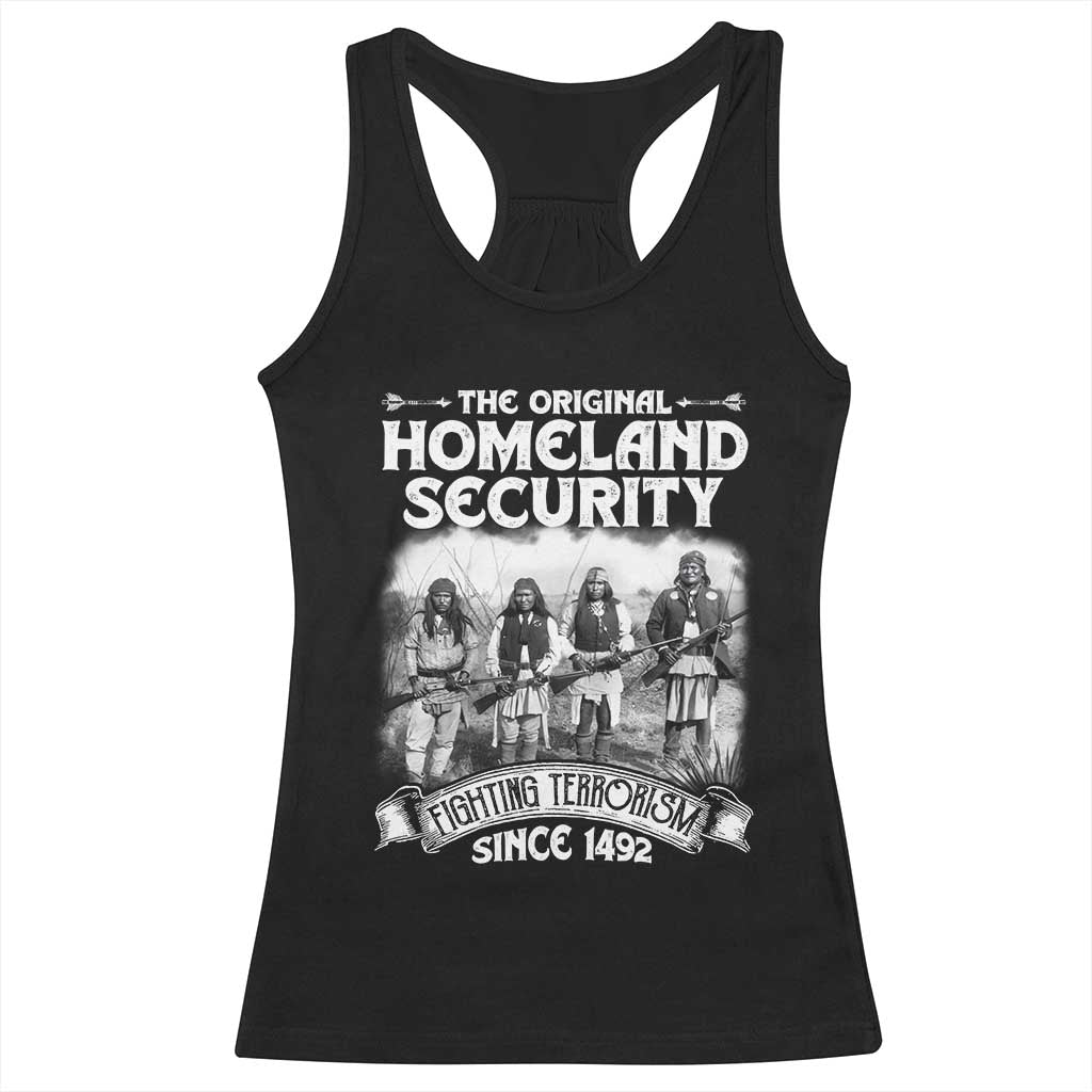 Native American Racerback Tank Top Original Homeland Security TS09 Black Print Your Wear