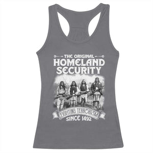 Native American Racerback Tank Top Original Homeland Security TS09 Charcoal Print Your Wear