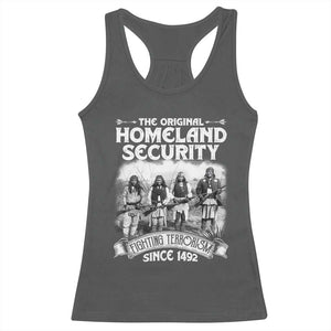 Native American Racerback Tank Top Original Homeland Security TS09 Dark Heather Print Your Wear