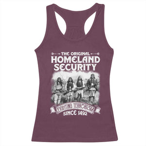 Native American Racerback Tank Top Original Homeland Security TS09 Maroon Print Your Wear