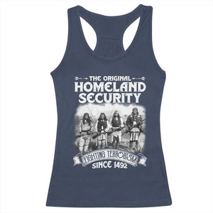 Native American Racerback Tank Top Original Homeland Security TS09 Navy Print Your Wear