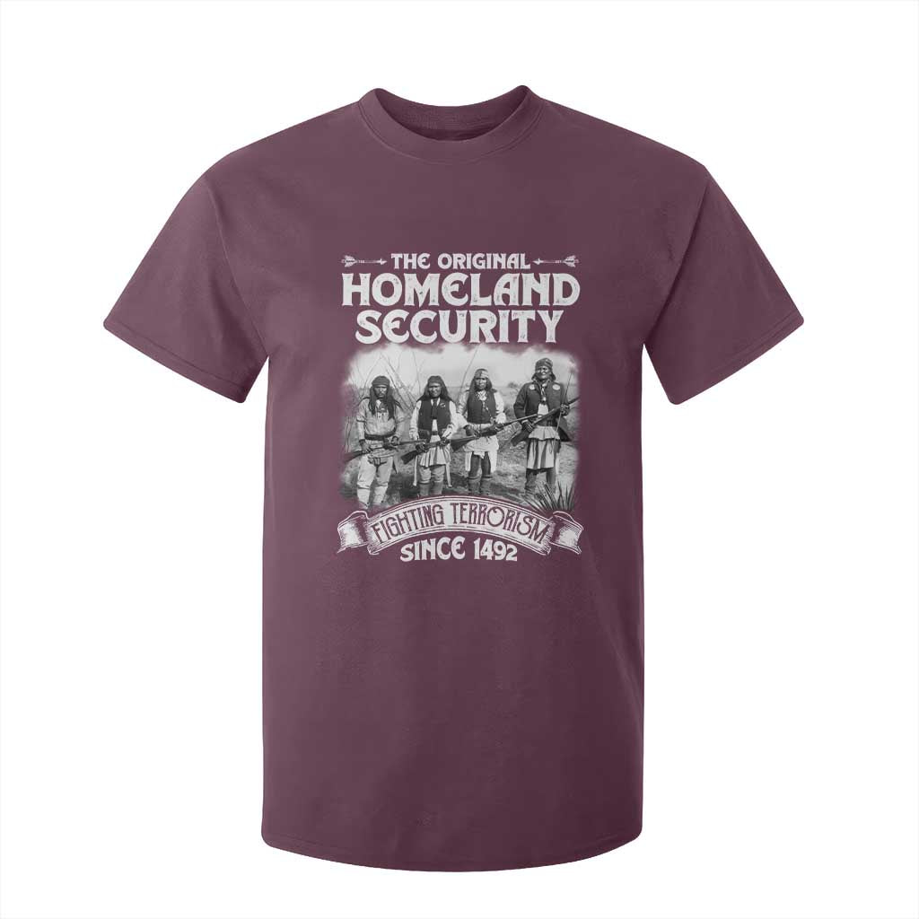 Native American T Shirt For Kid Original Homeland Security TS09 Maroon Print Your Wear