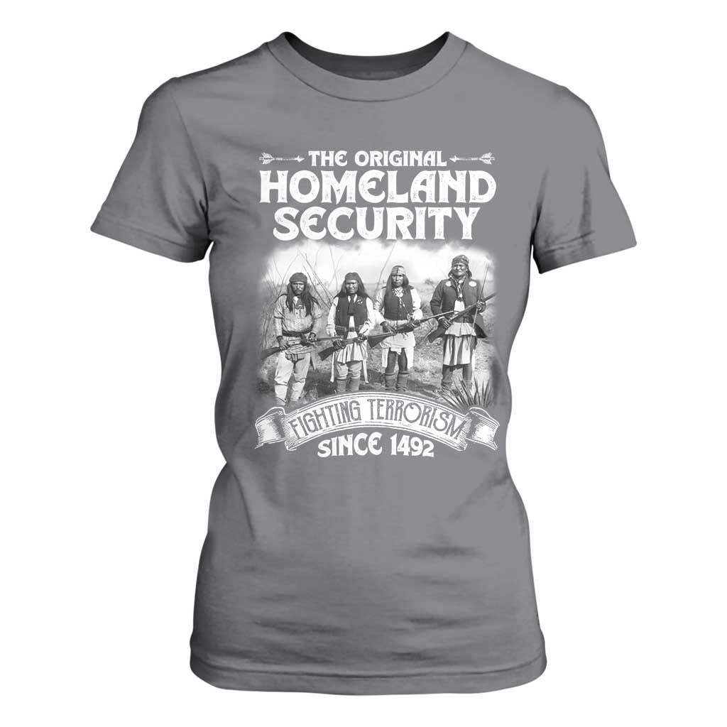 Native American T Shirt For Women Original Homeland Security TS09 Charcoal Print Your Wear