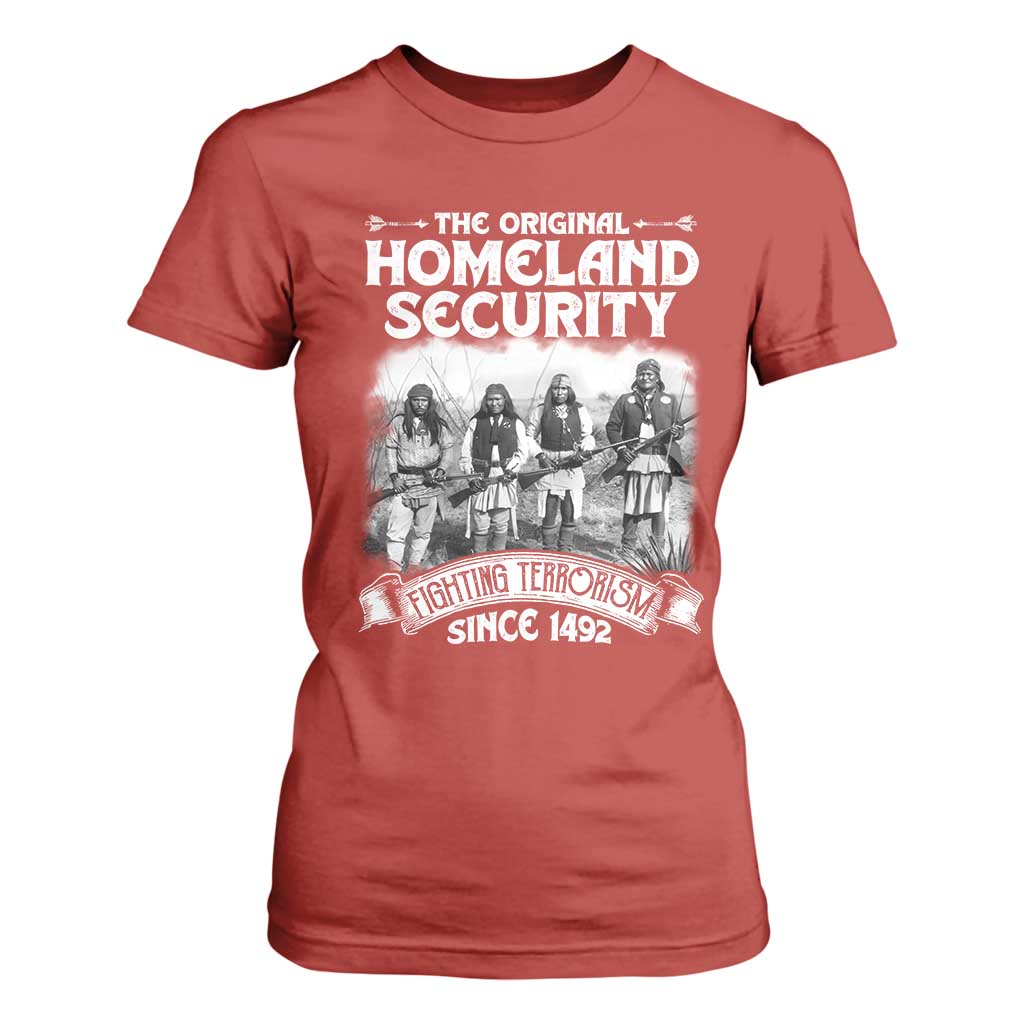 Native American T Shirt For Women Original Homeland Security TS09 Red Print Your Wear