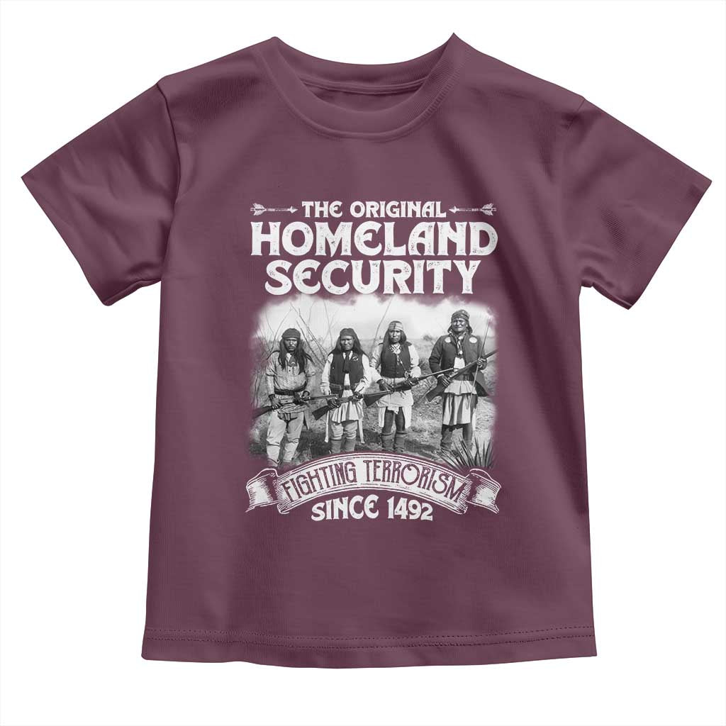 Native American Toddler T Shirt Original Homeland Security TS09 Maroon Print Your Wear