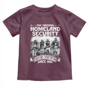 Native American Toddler T Shirt Original Homeland Security TS09 Maroon Print Your Wear