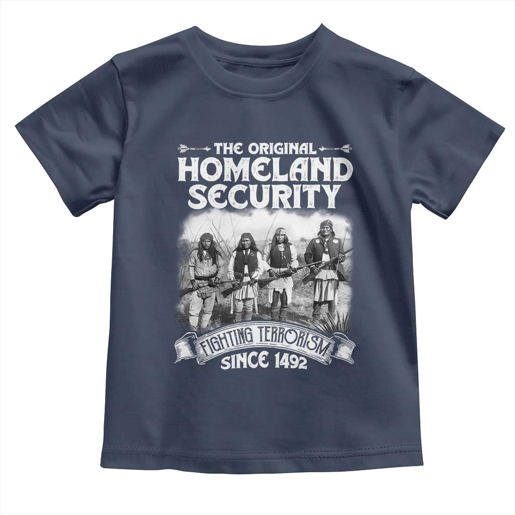 Native American Toddler T Shirt Original Homeland Security TS09 Navy Print Your Wear