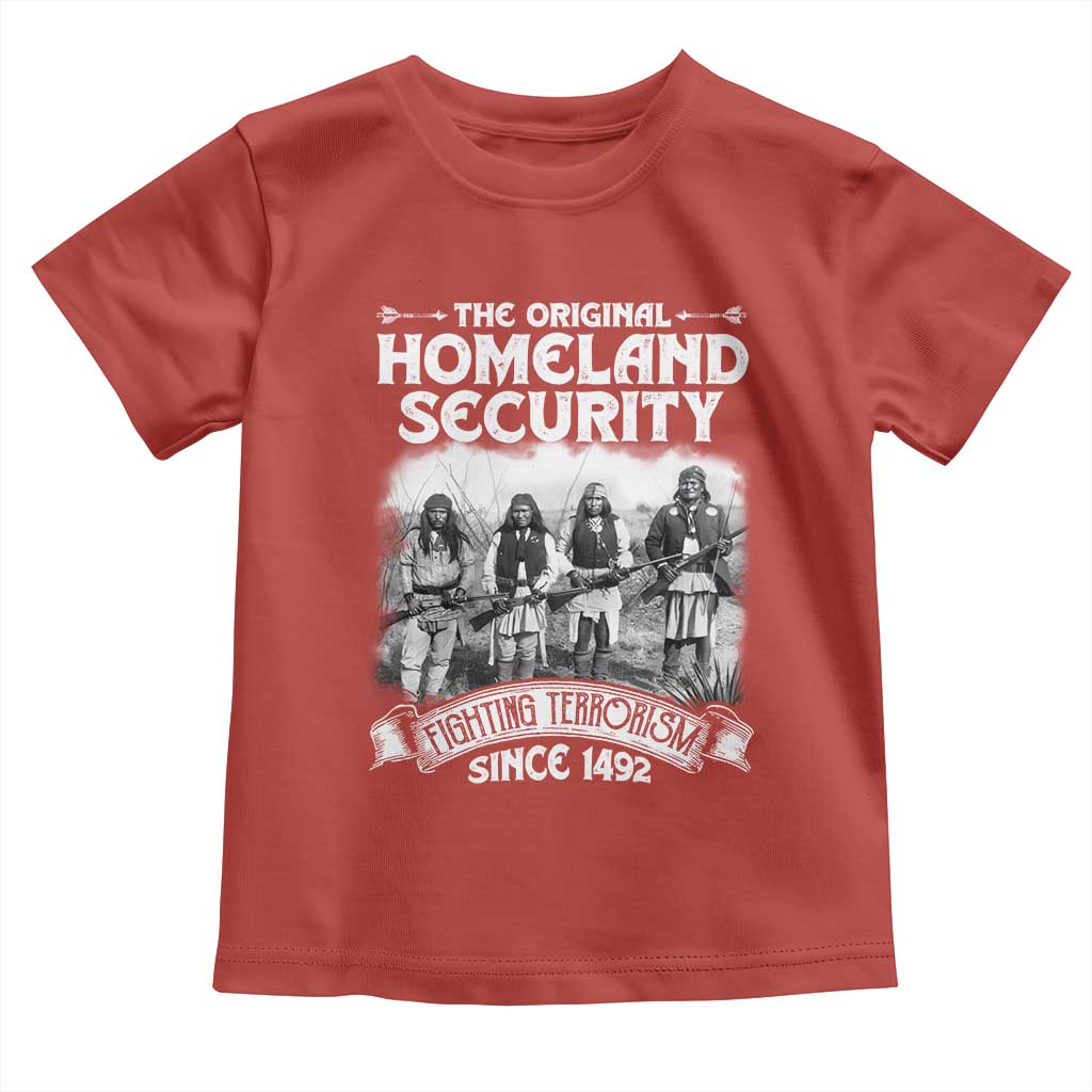 Native American Toddler T Shirt Original Homeland Security TS09 Red Print Your Wear